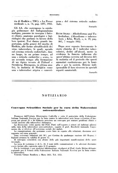 Rivista di patologia e clinica della tubercolosi organo ufficiale della Società italiana fascista di studi scientifici sulla tubercolosi