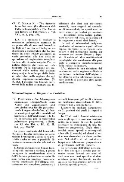 Rivista di patologia e clinica della tubercolosi organo ufficiale della Società italiana fascista di studi scientifici sulla tubercolosi