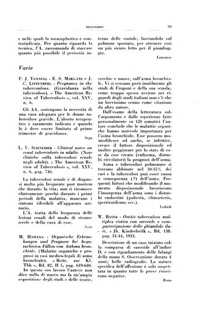 Rivista di patologia e clinica della tubercolosi organo ufficiale della Società italiana fascista di studi scientifici sulla tubercolosi