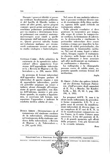 Rivista di patologia e clinica della tubercolosi organo ufficiale della Società italiana fascista di studi scientifici sulla tubercolosi