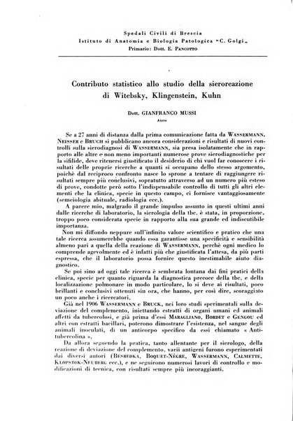 Rivista di patologia e clinica della tubercolosi organo ufficiale della Società italiana fascista di studi scientifici sulla tubercolosi