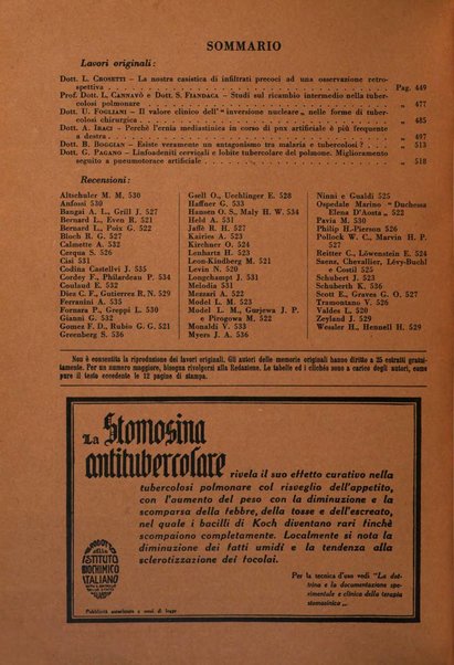 Rivista di patologia e clinica della tubercolosi organo ufficiale della Società italiana fascista di studi scientifici sulla tubercolosi