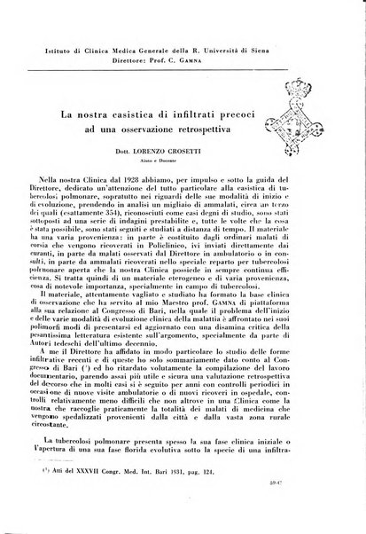 Rivista di patologia e clinica della tubercolosi organo ufficiale della Società italiana fascista di studi scientifici sulla tubercolosi