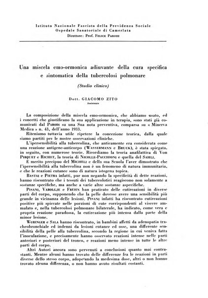 Rivista di patologia e clinica della tubercolosi organo ufficiale della Società italiana fascista di studi scientifici sulla tubercolosi