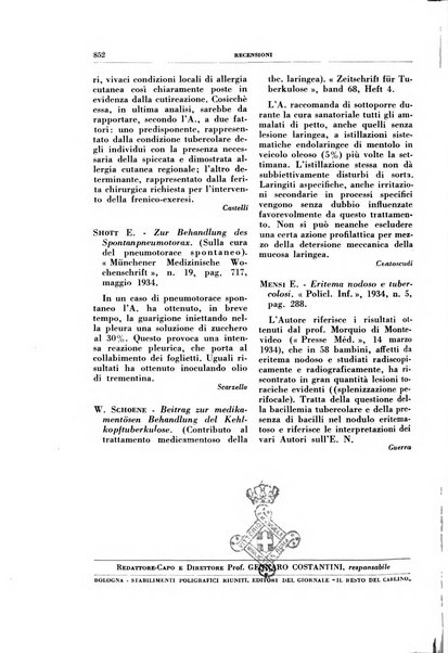 Rivista di patologia e clinica della tubercolosi organo ufficiale della Società italiana fascista di studi scientifici sulla tubercolosi