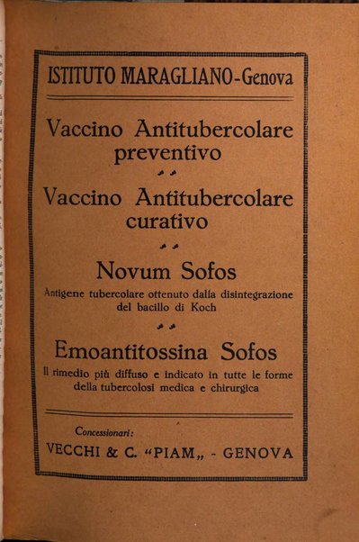 Rivista di patologia e clinica della tubercolosi organo ufficiale della Società italiana fascista di studi scientifici sulla tubercolosi