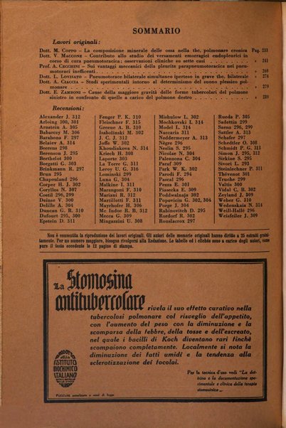 Rivista di patologia e clinica della tubercolosi organo ufficiale della Società italiana fascista di studi scientifici sulla tubercolosi