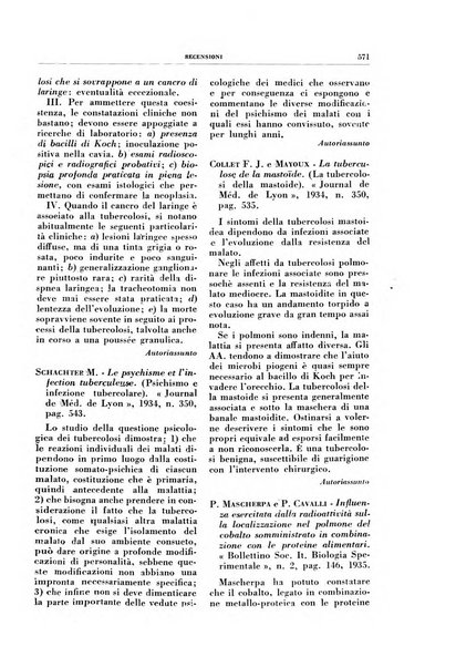 Rivista di patologia e clinica della tubercolosi organo ufficiale della Società italiana fascista di studi scientifici sulla tubercolosi