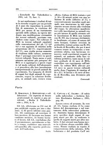 Rivista di patologia e clinica della tubercolosi organo ufficiale della Società italiana fascista di studi scientifici sulla tubercolosi