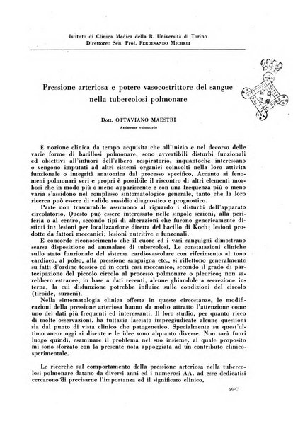 Rivista di patologia e clinica della tubercolosi organo ufficiale della Società italiana fascista di studi scientifici sulla tubercolosi