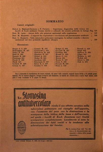 Rivista di patologia e clinica della tubercolosi organo ufficiale della Società italiana fascista di studi scientifici sulla tubercolosi