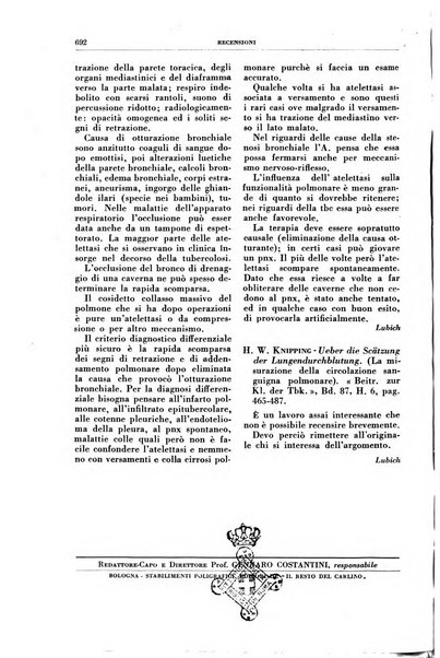 Rivista di patologia e clinica della tubercolosi organo ufficiale della Società italiana fascista di studi scientifici sulla tubercolosi