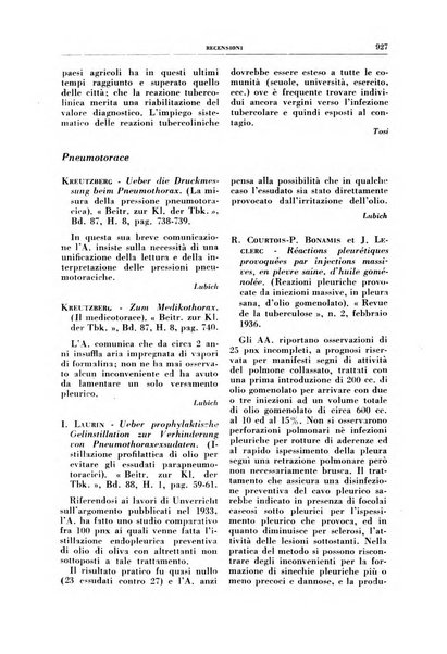 Rivista di patologia e clinica della tubercolosi organo ufficiale della Società italiana fascista di studi scientifici sulla tubercolosi