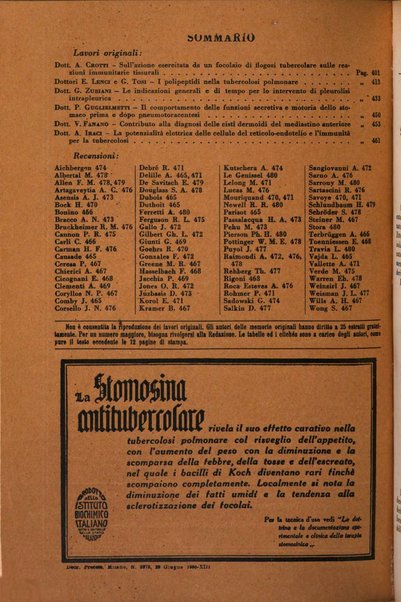 Rivista di patologia e clinica della tubercolosi organo ufficiale della Società italiana fascista di studi scientifici sulla tubercolosi