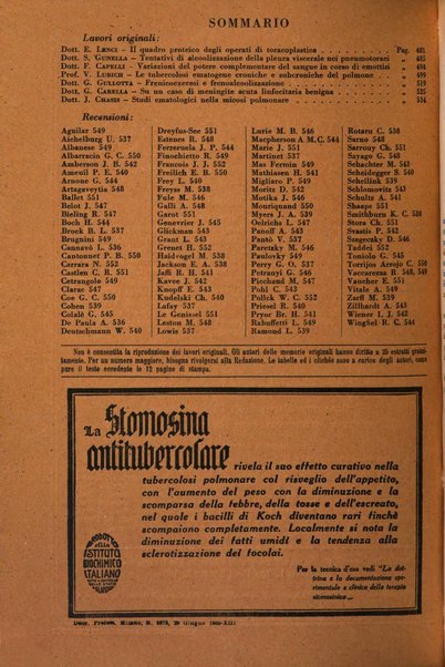 Rivista di patologia e clinica della tubercolosi organo ufficiale della Società italiana fascista di studi scientifici sulla tubercolosi