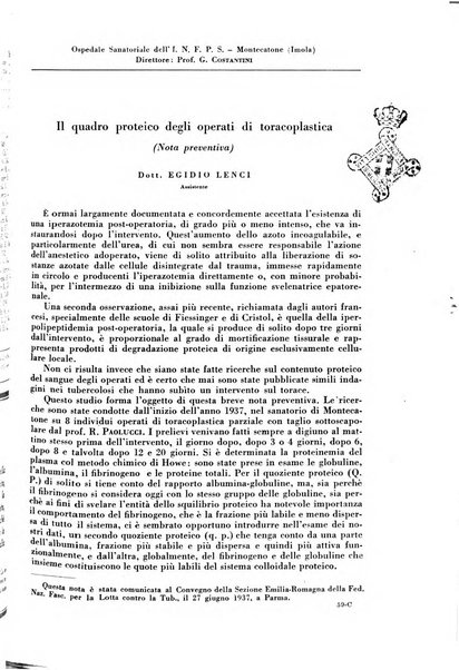 Rivista di patologia e clinica della tubercolosi organo ufficiale della Società italiana fascista di studi scientifici sulla tubercolosi