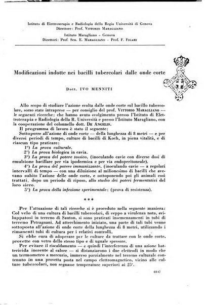 Rivista di patologia e clinica della tubercolosi organo ufficiale della Società italiana fascista di studi scientifici sulla tubercolosi