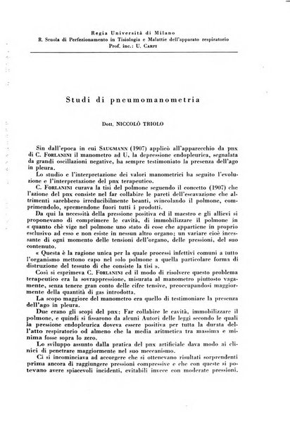 Rivista di patologia e clinica della tubercolosi organo ufficiale della Società italiana fascista di studi scientifici sulla tubercolosi