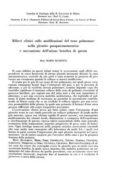 Rivista di patologia e clinica della tubercolosi organo ufficiale della Società italiana fascista di studi scientifici sulla tubercolosi