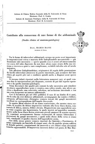 Rivista di patologia e clinica della tubercolosi organo ufficiale della Società italiana fascista di studi scientifici sulla tubercolosi