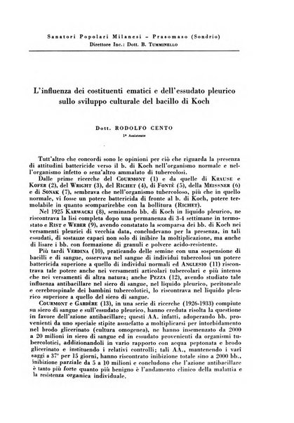 Rivista di patologia e clinica della tubercolosi organo ufficiale della Società italiana fascista di studi scientifici sulla tubercolosi