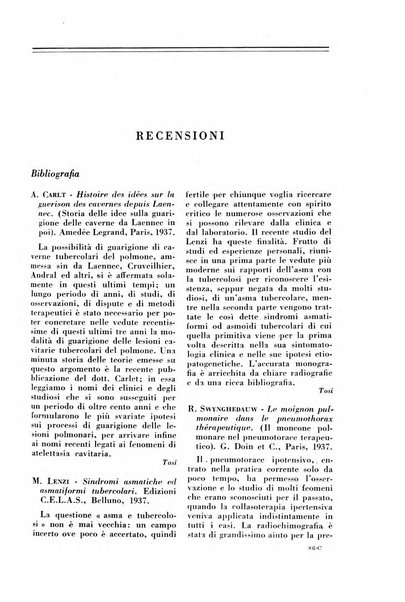 Rivista di patologia e clinica della tubercolosi organo ufficiale della Società italiana fascista di studi scientifici sulla tubercolosi