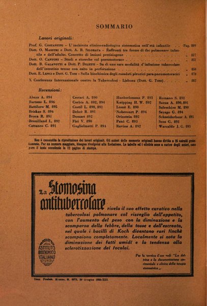 Rivista di patologia e clinica della tubercolosi organo ufficiale della Società italiana fascista di studi scientifici sulla tubercolosi