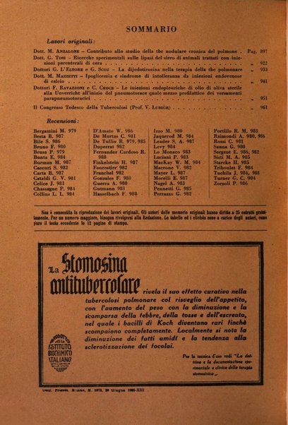 Rivista di patologia e clinica della tubercolosi organo ufficiale della Società italiana fascista di studi scientifici sulla tubercolosi