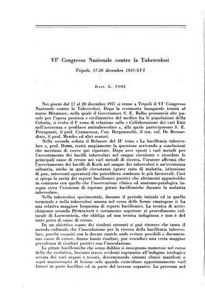 Rivista di patologia e clinica della tubercolosi organo ufficiale della Società italiana fascista di studi scientifici sulla tubercolosi