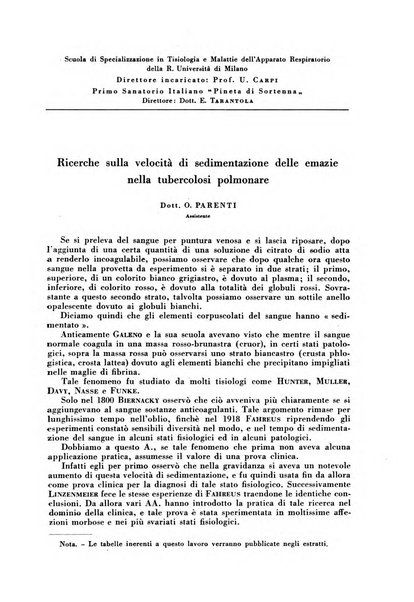 Rivista di patologia e clinica della tubercolosi organo ufficiale della Società italiana fascista di studi scientifici sulla tubercolosi