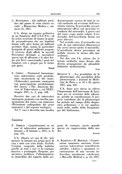 Rivista di patologia e clinica della tubercolosi organo ufficiale della Società italiana fascista di studi scientifici sulla tubercolosi