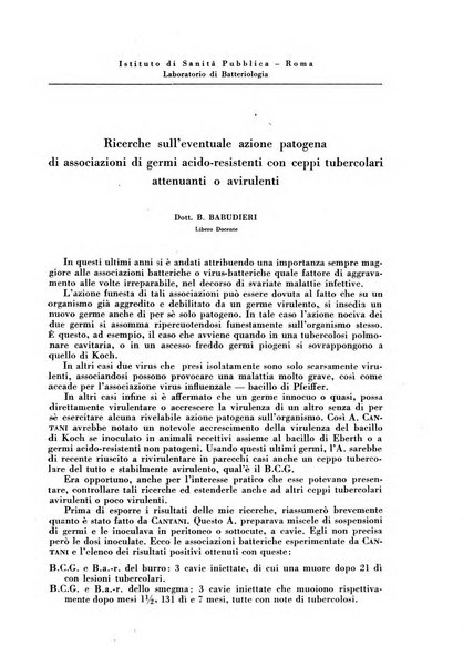 Rivista di patologia e clinica della tubercolosi organo ufficiale della Società italiana fascista di studi scientifici sulla tubercolosi