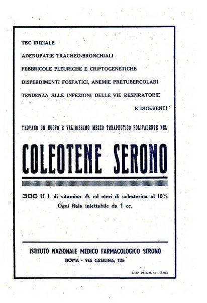 Rivista di patologia e clinica della tubercolosi organo ufficiale della Società italiana fascista di studi scientifici sulla tubercolosi