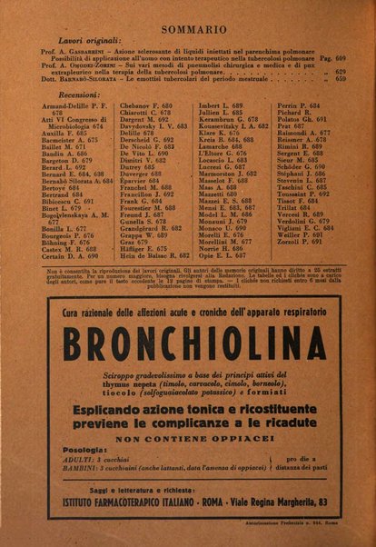 Rivista di patologia e clinica della tubercolosi organo ufficiale della Società italiana fascista di studi scientifici sulla tubercolosi