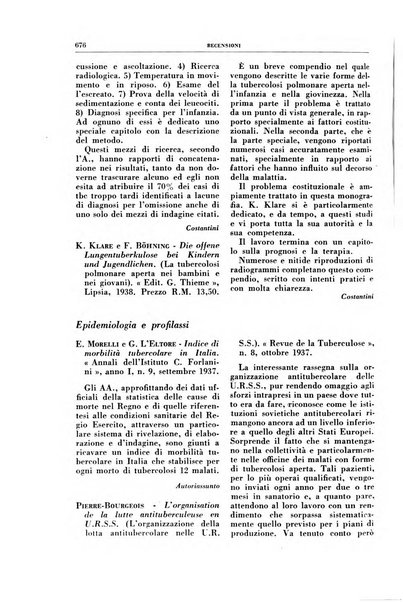 Rivista di patologia e clinica della tubercolosi organo ufficiale della Società italiana fascista di studi scientifici sulla tubercolosi