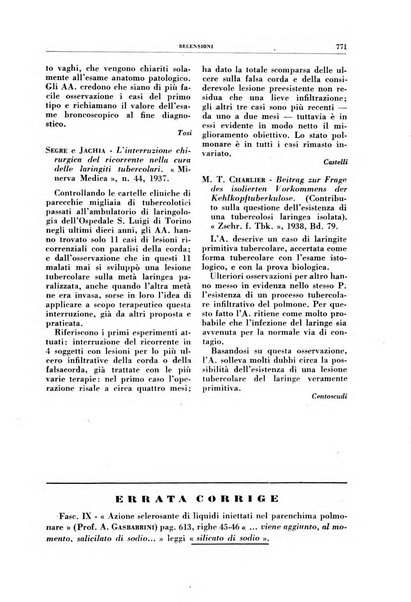 Rivista di patologia e clinica della tubercolosi organo ufficiale della Società italiana fascista di studi scientifici sulla tubercolosi