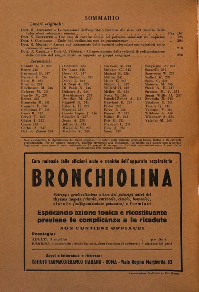 Rivista di patologia e clinica della tubercolosi organo ufficiale della Società italiana fascista di studi scientifici sulla tubercolosi