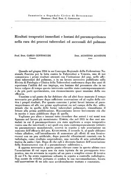 Rivista di patologia e clinica della tubercolosi organo ufficiale della Società italiana fascista di studi scientifici sulla tubercolosi