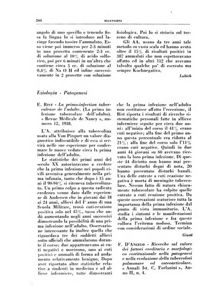 Rivista di patologia e clinica della tubercolosi organo ufficiale della Società italiana fascista di studi scientifici sulla tubercolosi