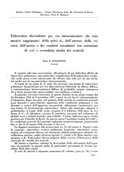 Rivista di patologia e clinica della tubercolosi organo ufficiale della Società italiana fascista di studi scientifici sulla tubercolosi