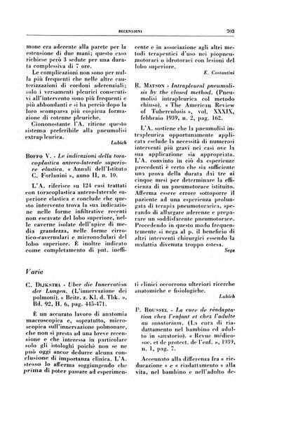 Rivista di patologia e clinica della tubercolosi organo ufficiale della Società italiana fascista di studi scientifici sulla tubercolosi