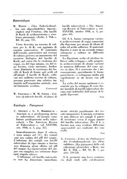 Rivista di patologia e clinica della tubercolosi organo ufficiale della Società italiana fascista di studi scientifici sulla tubercolosi