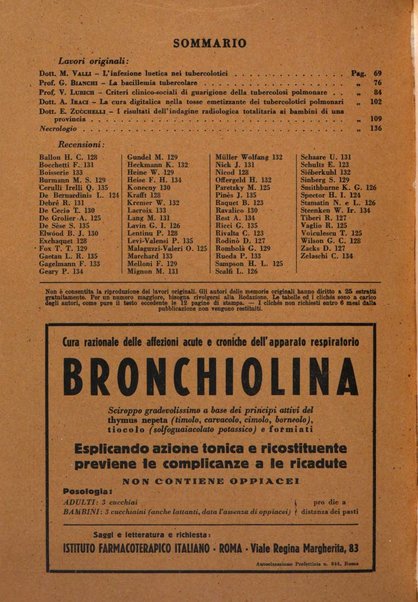 Rivista di patologia e clinica della tubercolosi organo ufficiale della Società italiana fascista di studi scientifici sulla tubercolosi