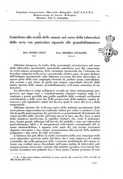 Rivista di patologia e clinica della tubercolosi organo ufficiale della Società italiana fascista di studi scientifici sulla tubercolosi