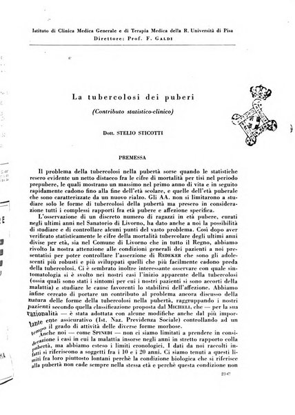 Rivista di patologia e clinica della tubercolosi organo ufficiale della Società italiana fascista di studi scientifici sulla tubercolosi