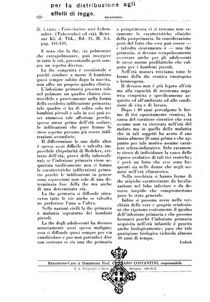 Rivista di patologia e clinica della tubercolosi organo ufficiale della Società italiana fascista di studi scientifici sulla tubercolosi