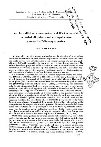 Rivista di patologia e clinica della tubercolosi organo ufficiale della Società italiana fascista di studi scientifici sulla tubercolosi