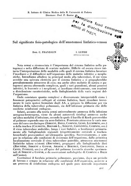 Rivista di patologia e clinica della tubercolosi organo ufficiale della Società italiana fascista di studi scientifici sulla tubercolosi