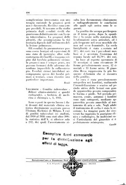 Rivista di patologia e clinica della tubercolosi organo ufficiale della Società italiana fascista di studi scientifici sulla tubercolosi