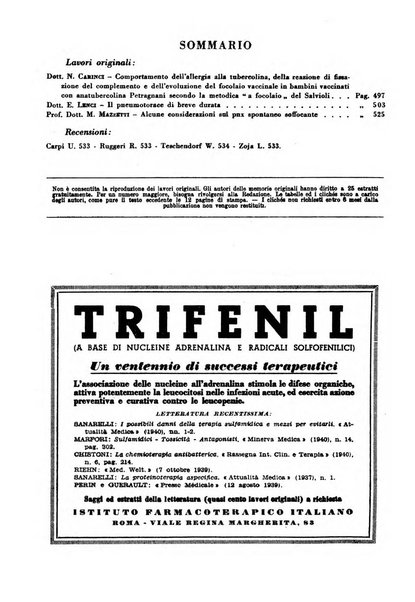 Rivista di patologia e clinica della tubercolosi organo ufficiale della Società italiana fascista di studi scientifici sulla tubercolosi